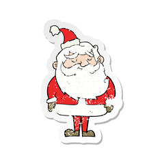 retro distressed sticker of a cartoon santa claus