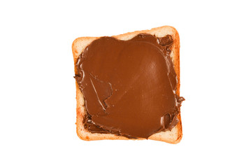 Сhocolate paste sandwich isolated on white background.