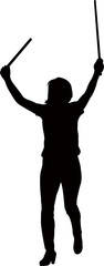 a woman marching, with banner, silhouette vector