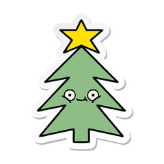 sticker of a cute cartoon christmas tree