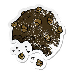 distressed sticker of a quirky hand drawn cartoon cookie