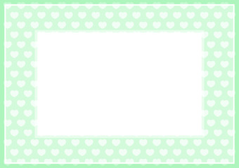 frame of green pastel color soft and hearts shape for banner background and copy space white paper, heart shape on green soft, heart shaped pastel for love card frame, heart shape symbolizes love