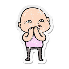distressed sticker of a cartoon nervous man