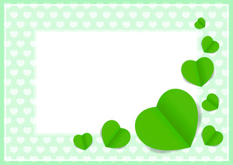 green hearts shape on green pastel color soft for banner background copy space, many heart shape for banner valentines decoration, heart shaped for wedding love card, heart shape symbolizes of love