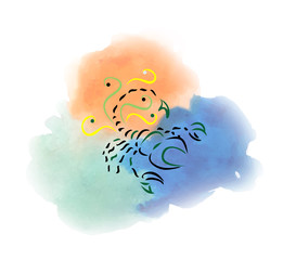 watercolor image of the scorpion  zodiac sign