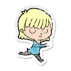 distressed sticker of a cartoon woman