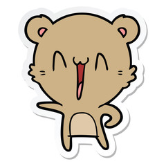 sticker of a happy bear cartoon