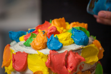 Fototapeta na wymiar Preparation of cake and carnival pastries.