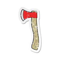 retro distressed sticker of a cartoon axe