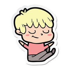 sticker of a cartoon happy boy