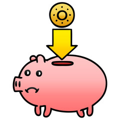 gradient shaded cartoon piggy bank