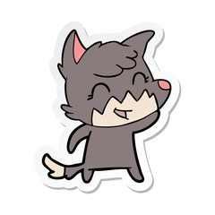 sticker of a happy cartoon fox