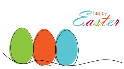 Happy easter card with easter eggs, vector illustration