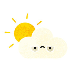 retro illustration style cartoon sun and cloud