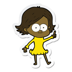sticker of a happy cartoon girl
