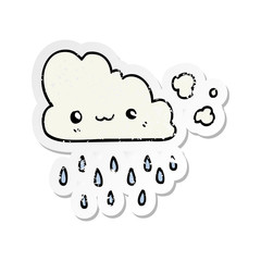 distressed sticker of a cartoon storm cloud