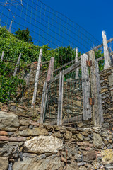 Italy, Cinque Terre, Vernazza, a close up of a rock next to a fence
