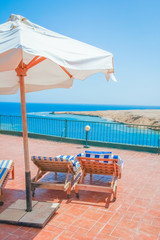 Beautiful seashore vacation on nature landscape background