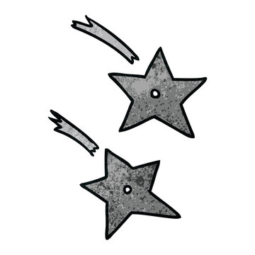 textured cartoon doodle of ninja throwing stars