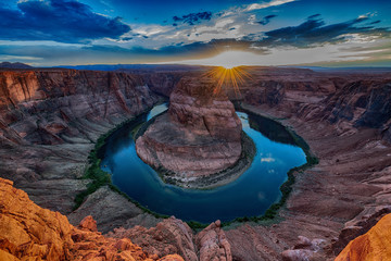 Scenic sunset horseshoe bend, Arizona - obrazy, fototapety, plakaty