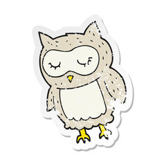 retro distressed sticker of a cartoon owl