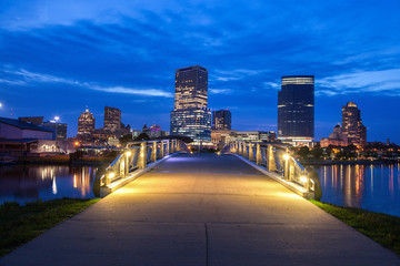 Panorama of Milwaukee at night