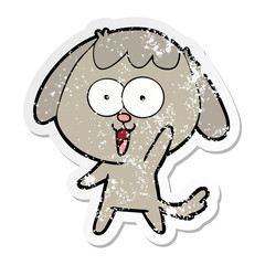 distressed sticker of a cute cartoon dog