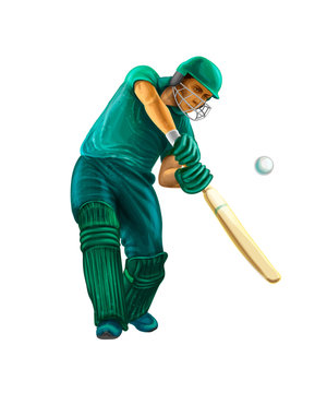 Abstract batsman playing cricket