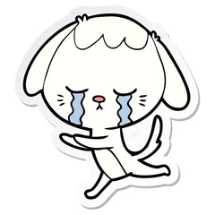 sticker of a cartoon crying dog