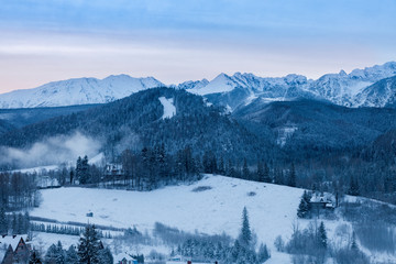 Winter panorama of Zakopane
