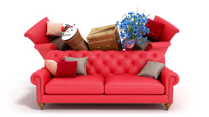 concept of product categories furniture and decor on white background