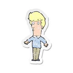 retro distressed sticker of a cartoon startled man
