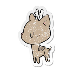 Obraz na płótnie Canvas distressed sticker of a cartoon deer