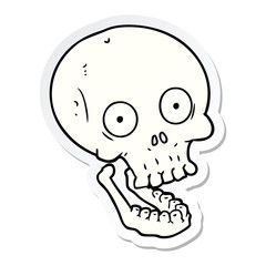 sticker of a cartoon skull