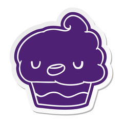 Obraz premium cartoon sticker kawaii of a cute cupcake