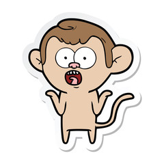sticker of a cartoon shocked monkey