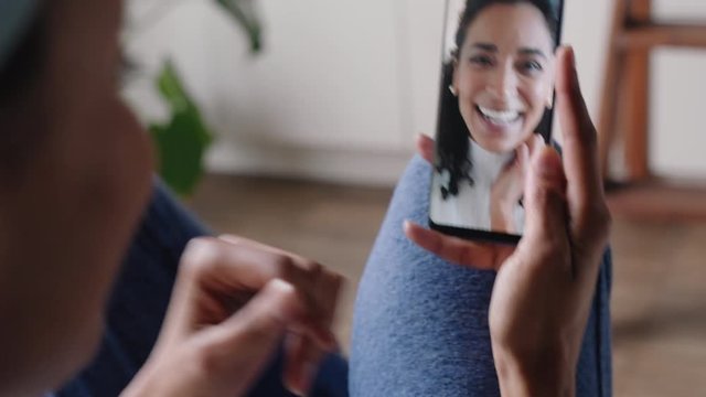 deaf woman woman using smartphone video chatting with best friend communicating with sign language hand gestures enjoying online communication