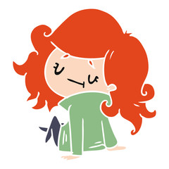 cartoon of a cute kawaii girl