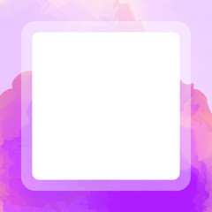 square frame colorful water color for banner blank, purple pink banner frame with watercolor texture hand drawn, empty frame square of water color purple background banner art mixed of multicolor