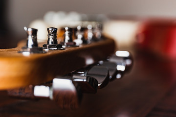 Close Up Shot of a White Electric Guitar