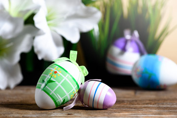 Decorative eggs hidden pot for Easter celebration