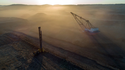 Coal mining in open pit