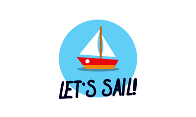 Let's Sail Typography Poster with Boat Illustration