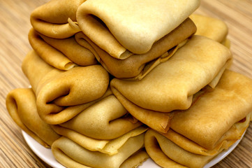 Traditional festive pancakes with very tasty stuffing