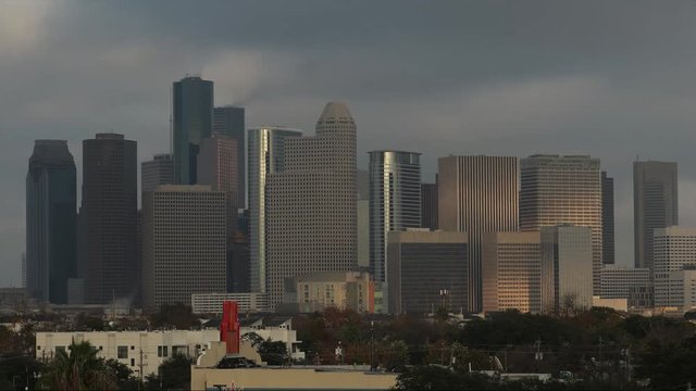 Timelapse of Downtown Houston, Texas at Sunset 