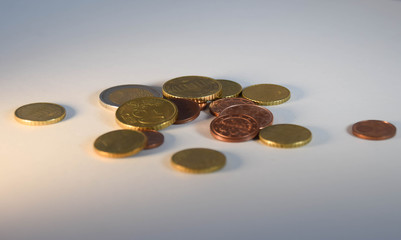 Geld, Münzen, Stapel, Euro, Kupfer, Gold, Währung, Hintergrund, Muster, Kupfermünzen, glänzend