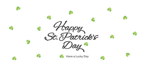 Happy St Patricks Day handwritten calligraphy Irish green white greeting card
