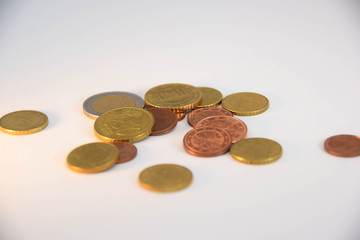 Geld, Münzen, Stapel, Euro, Kupfer, Gold, Währung, Hintergrund, Muster, Kupfermünzen