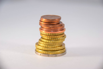 Geld, Münzen, Stapel, Euro, Kupfer, Gold, Währung, Hintergrund, Muster