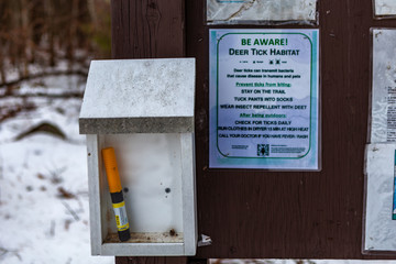 Acton, United States, February 27, 2019. Grassy Pond Conservation Area or raw nature in winter...